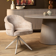 Eetkamerstoel Bella Beige Poot Zand Met armleuning 64x65x83 cm-Eetkamerstoelen-Starfurn