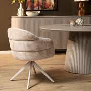 Eetkamerstoel Bella Beige Poot Zand Met armleuning 64x65x83 cm-Eetkamerstoelen-Starfurn