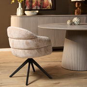 Eetkamerstoel Bella Beige Poot Zwart Met armleuning 64x65x83 cm-Eetkamerstoelen-Starfurn