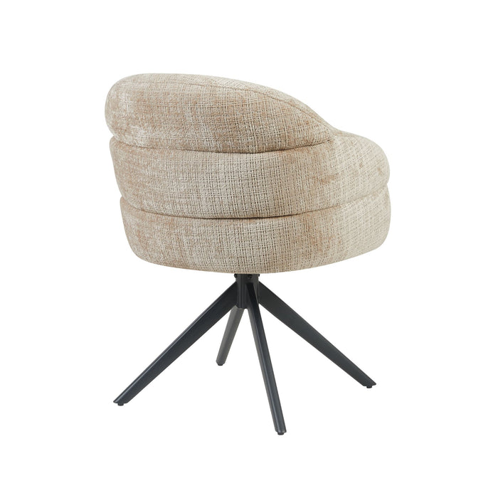 Eetkamerstoel Bella - Beige - Poot Zwart - Met armleuning-Eetkamerstoelen-Starfurn