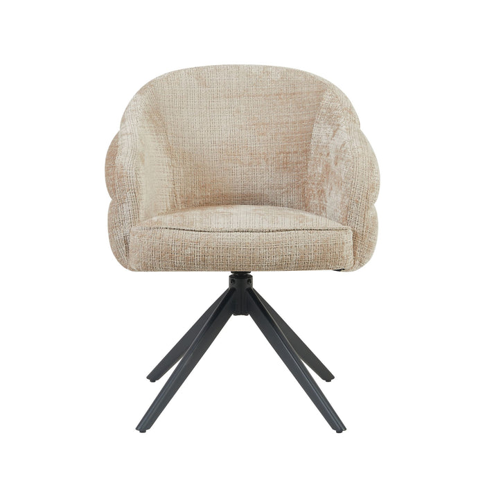 Eetkamerstoel Bella - Beige - Poot Zwart - Met armleuning-Eetkamerstoelen-Starfurn