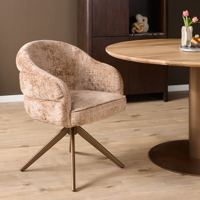 Eetkamerstoel Bella - Cinnamon - Poot Bronze - Met armleuning-Eetkamerstoelen-Starfurn
