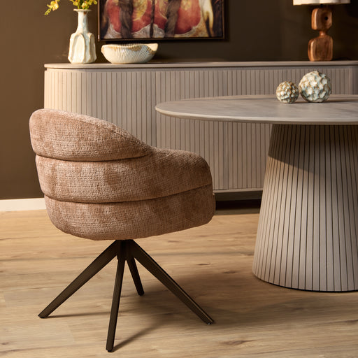 Eetkamerstoel Bella - Cinnamon - Poot Bronze - Met armleuning-Eetkamerstoelen-Starfurn
