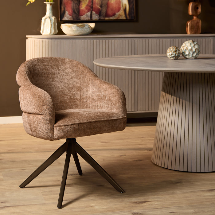 Eetkamerstoel Bella - Cinnamon - Poot Bronze - Met armleuning-Eetkamerstoelen-Starfurn