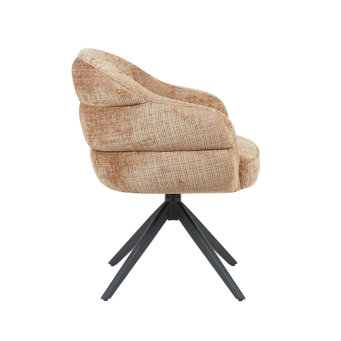 Eetkamerstoel Bella - Cinnamon - Poot Zwart - Met armleuning-Eetkamerstoelen-Starfurn