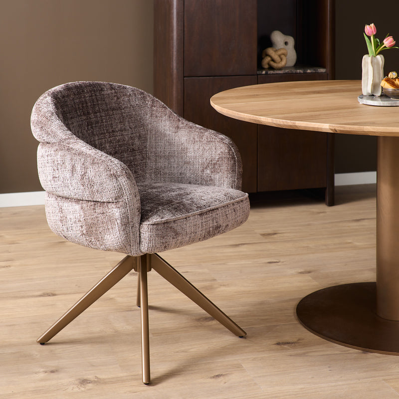 Eetkamerstoel Bella Clay Poot Bronze Met armleuning 64x65x83 cm-Eetkamerstoelen-Starfurn