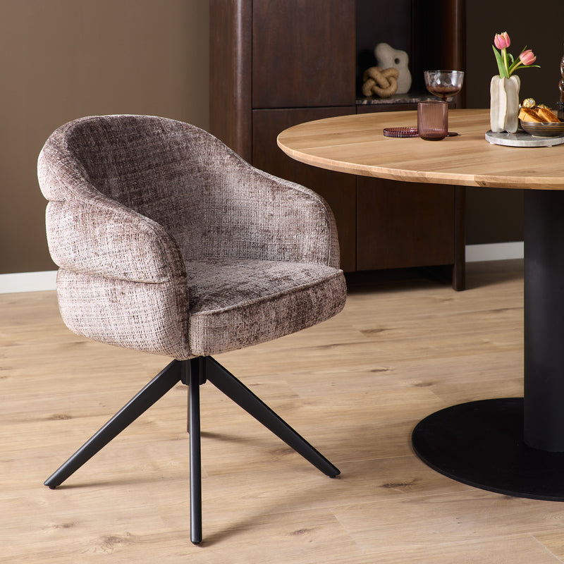 Eetkamerstoel Bella Clay Poot Zwart Met armleuning 64x65x83 cm-Eetkamerstoelen-Starfurn