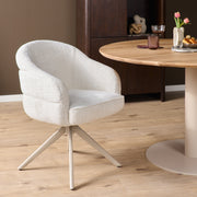 Eetkamerstoel Bella Off Wit Poot Zand Met armleuning 64x65x83 cm-Eetkamerstoelen-Starfurn