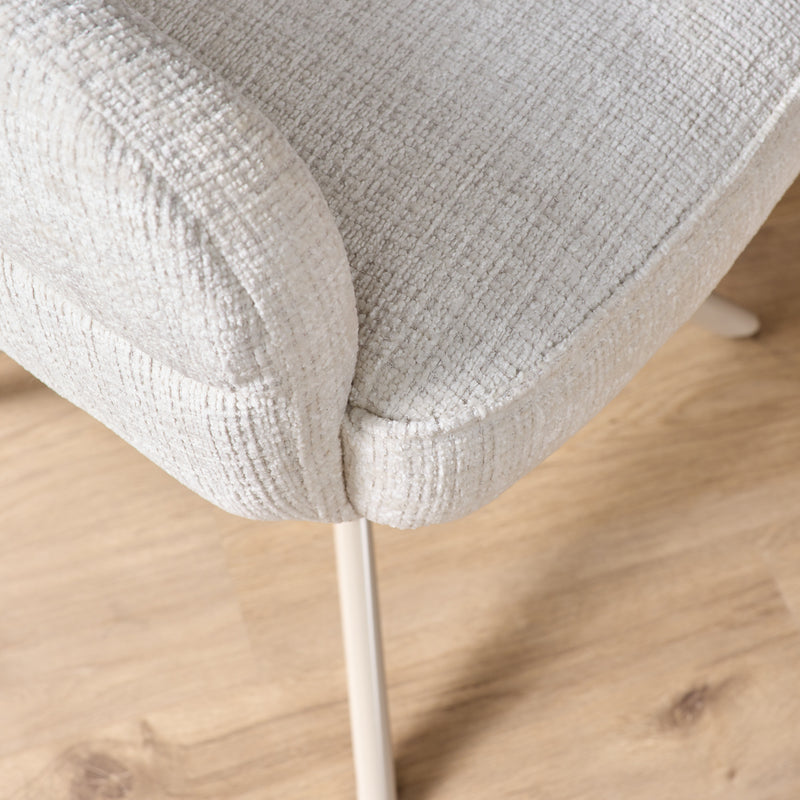 Eetkamerstoel Bella Off Wit Poot Zand Met armleuning 64x65x83 cm-Eetkamerstoelen-Starfurn