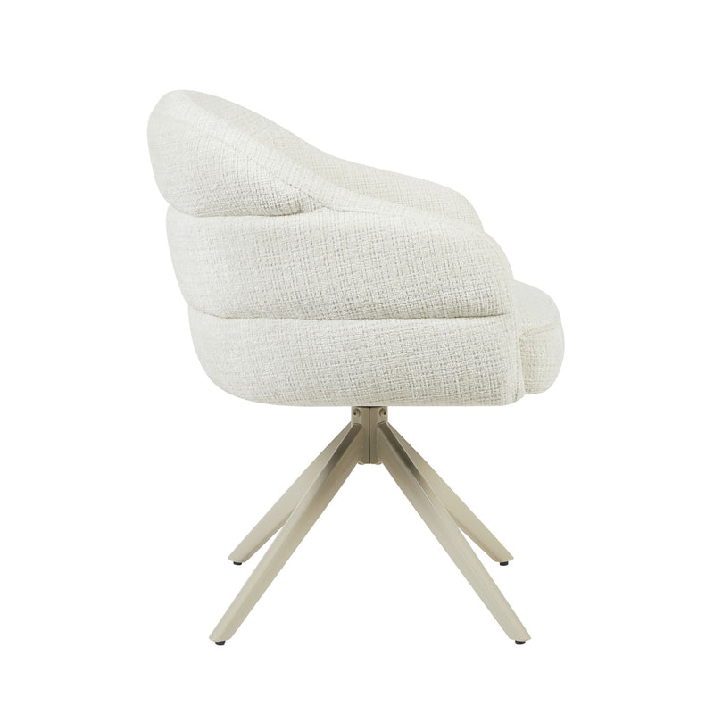 Eetkamerstoel Bella Off Wit Poot Zand Met armleuning 64x65x83 cm-Eetkamerstoelen-Starfurn