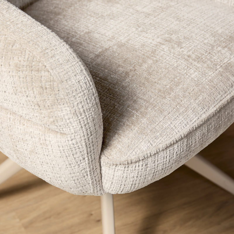 Eetkamerstoel Bella Off Wit Poot Zand Met armleuning 64x65x83 cm-Eetkamerstoelen-Starfurn