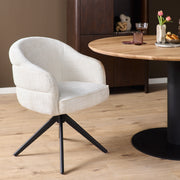 Eetkamerstoel Bella Off Wit Poot Zwart Met armleuning 64x65x83 cm-Eetkamerstoelen-Starfurn