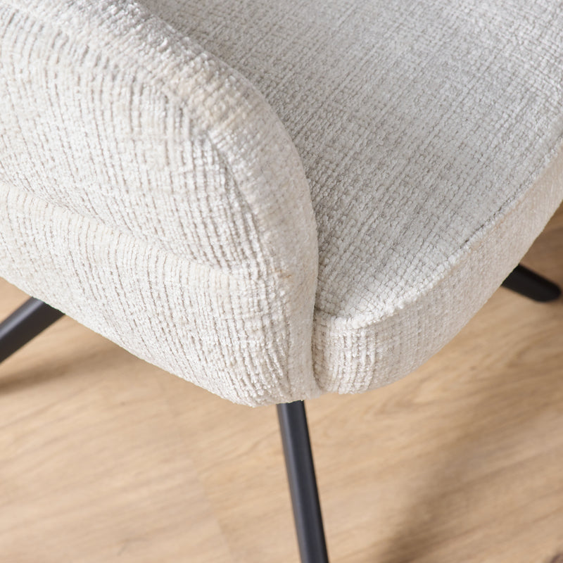 Eetkamerstoel Bella Off Wit Poot Zwart Met armleuning 64x65x83 cm-Eetkamerstoelen-Starfurn