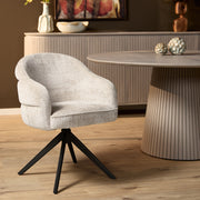 Eetkamerstoel Bella Off Wit Poot Zwart Met armleuning 64x65x83 cm-Eetkamerstoelen-Starfurn