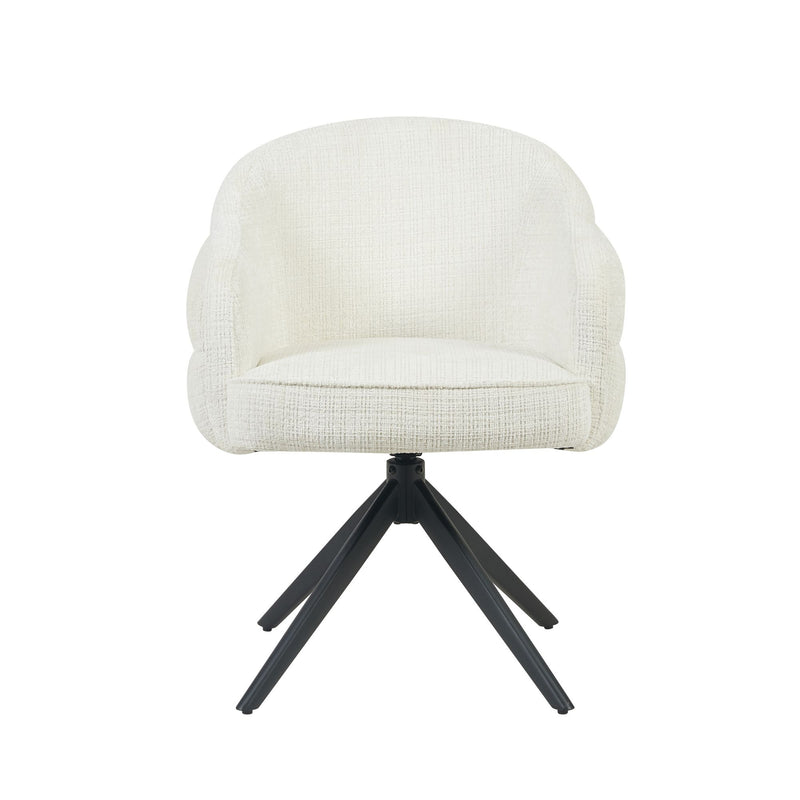 Eetkamerstoel Bella Off Wit Poot Zwart Met armleuning 64x65x83 cm-Eetkamerstoelen-Starfurn