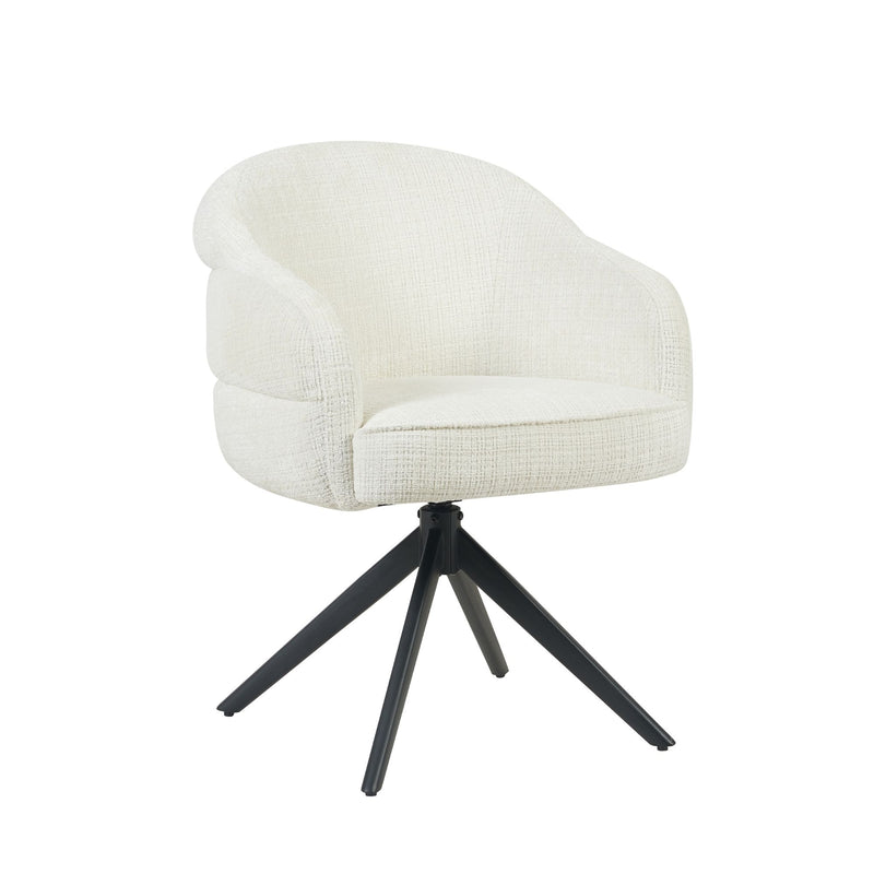 Eetkamerstoel Bella Off Wit Poot Zwart Met armleuning 64x65x83 cm-Eetkamerstoelen-Starfurn