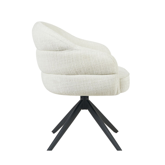 Eetkamerstoel Bella - Off Wit - Poot Zwart - Met armleuning-Eetkamerstoelen-Starfurn