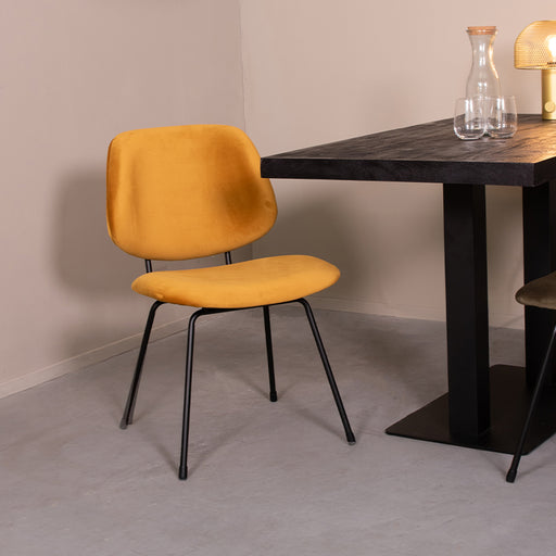 Eetkamerstoel Bello - Oker - Fluweel-Eetkamerstoelen-LABEL51