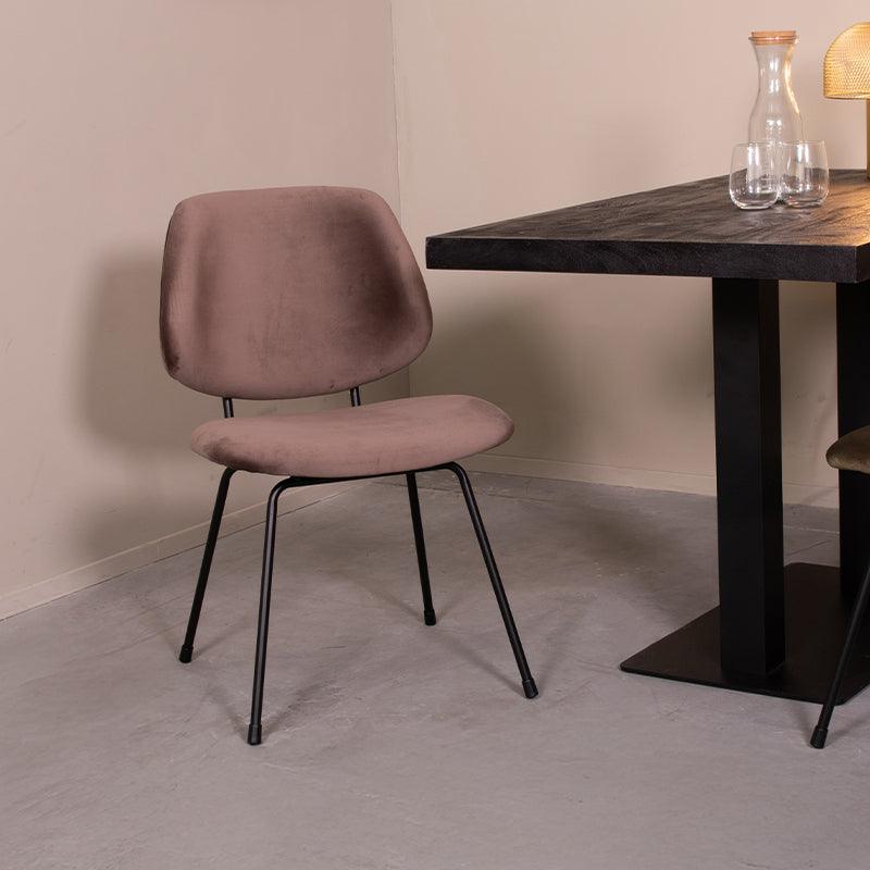 Eetkamerstoel Bello Taupe Fluweel 48x58x82 cm-Eetkamerstoelen-LABEL51