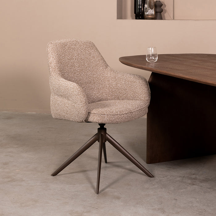 Eetkamerstoel Bern - Mushroom - Royal Boucle - Brons Metalen-Eetkamerstoelen-LABEL51