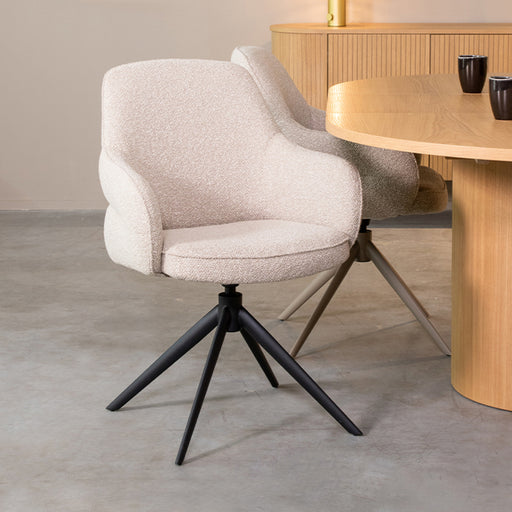 Eetkamerstoel Bern Naturel Royal Boucle Draaibaar 61x66x91 cm-Eetkamerstoelen-LABEL51
