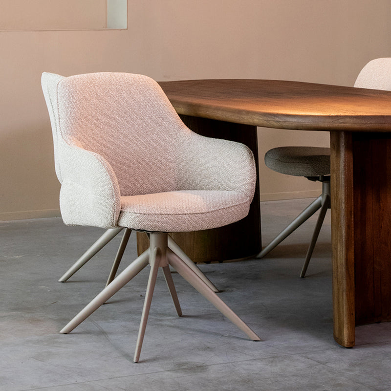 Eetkamerstoel Bern Naturel Royal Boucle Taupe Metalen Frame-Eetkamerstoelen-LABEL51