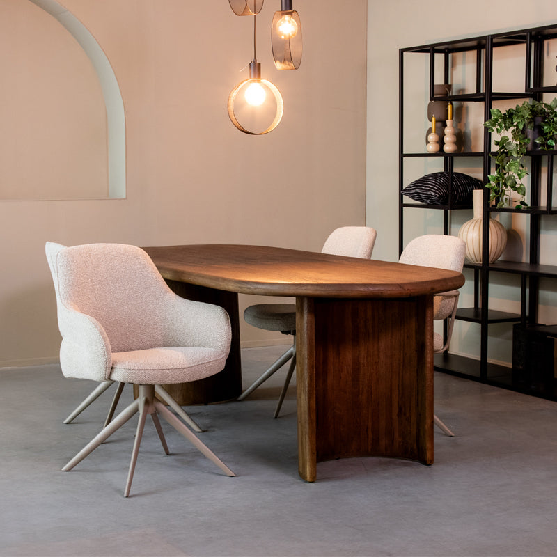 Eetkamerstoel Bern Naturel Royal Boucle Taupe Metalen Frame-Eetkamerstoelen-LABEL51
