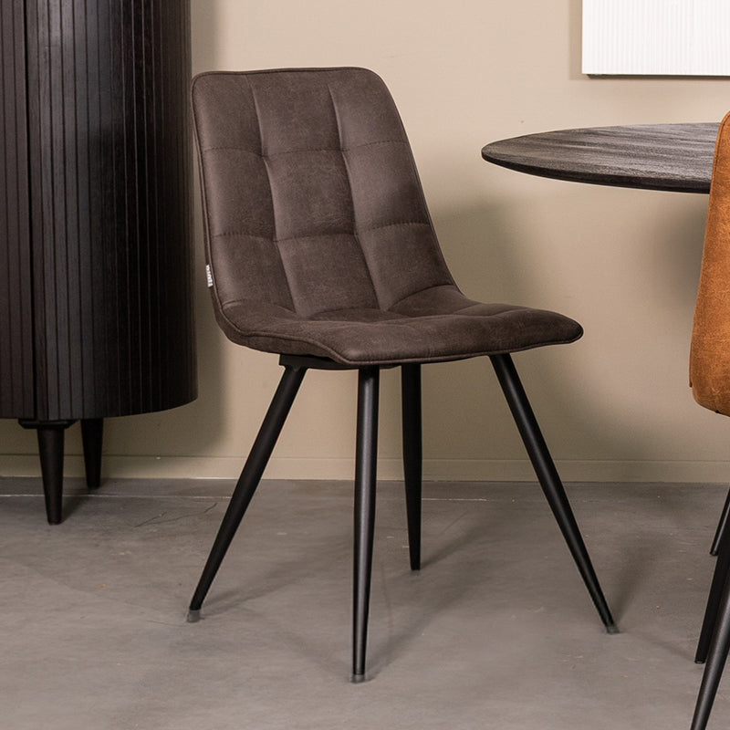 Eetkamerstoel Bistro Antraciet Micro Suede 46x59x86 cm-Eetkamerstoelen-LABEL51