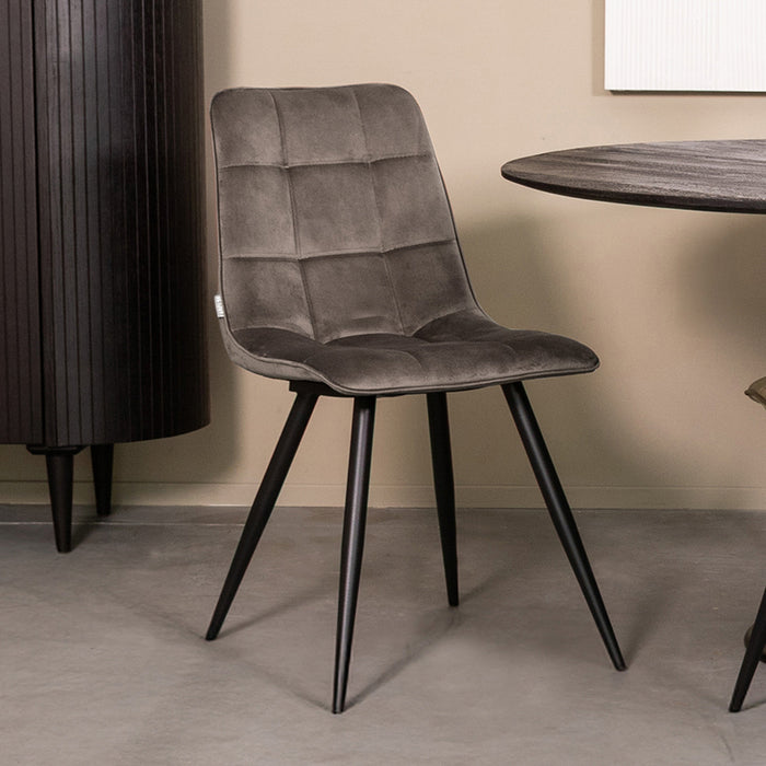 Eetkamerstoel Bistro - Taupe - Fluweel-Eetkamerstoelen-LABEL51