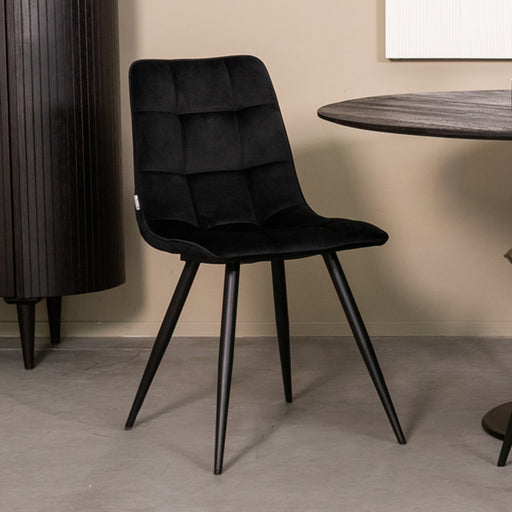 Eetkamerstoel Bistro - Zwart - Fluweel-Eetkamerstoelen-LABEL51