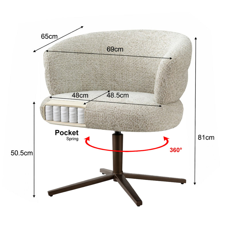 Eetkamerstoel Blake Stof Beige 69x65x81 cm-Eetkamerstoelen-Livingfurn