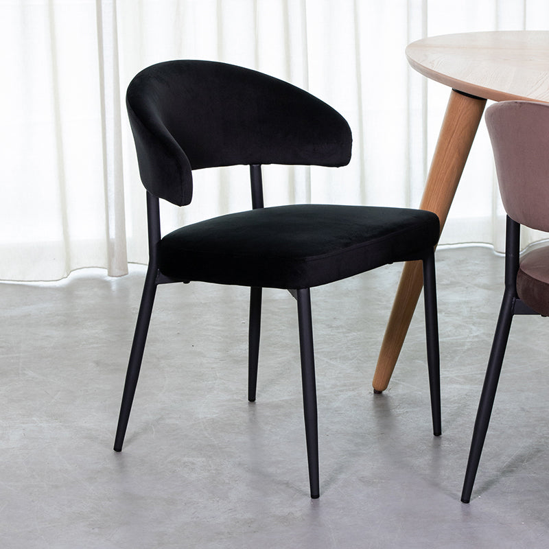 Eetkamerstoel Bliss Zwart Fluweel 56x55x76 cm-Eetkamerstoelen-LABEL51