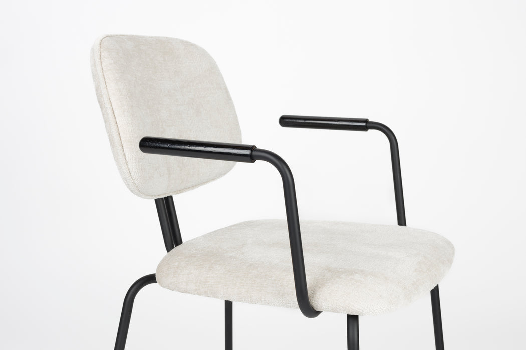 Eetkamerstoel Bouton Off-white Polyester Wit 59x52 cm-Eetkamerstoelen-Creating Home