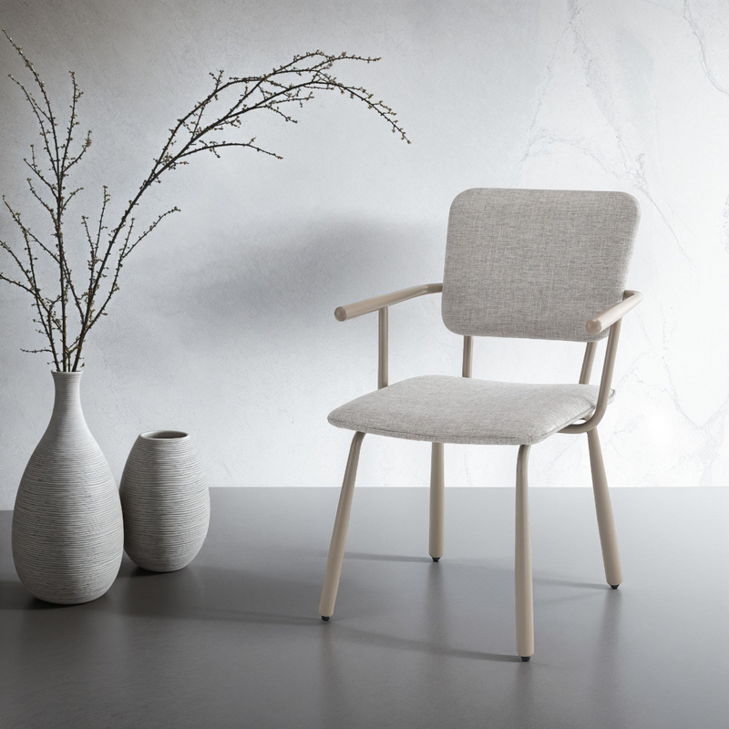 Eetkamerstoel Brix Eetkamerstoel Beige 56 cm Stof, gecoat s 31440-Eetkamerstoelen-Livingfurn