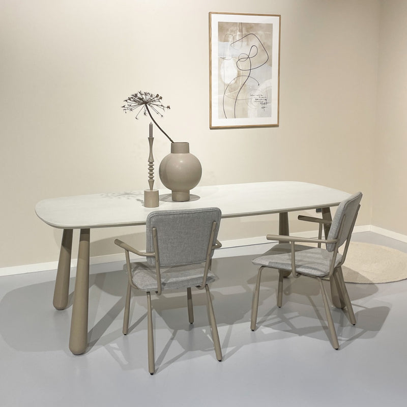 Eetkamerstoel Brix Eetkamerstoel Beige 56 cm Stof, gecoat s 31440-Eetkamerstoelen-Livingfurn
