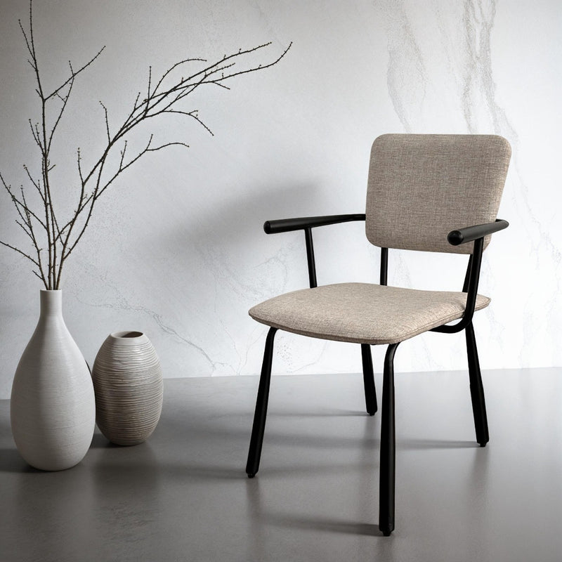 Eetkamerstoel Brix Eetkamerstoel Beige 56 cm Stof, gecoat s 31441-Eetkamerstoelen-Livingfurn