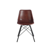 Eetkamerstoel Bruin Leer 49 cm 49x46x79 cm-Eetkamerstoelen-J-Line
