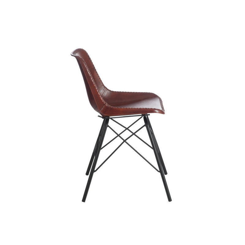 Eetkamerstoel Bruin Leer 49 cm 49x46x79 cm-Eetkamerstoelen-J-Line