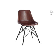 Eetkamerstoel Bruin Leer 49 cm 49x46x79 cm-Eetkamerstoelen-J-Line