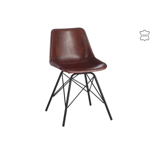Eetkamerstoel Bruin Leer 49 cm 49x46x79 cm-Eetkamerstoelen-J-Line