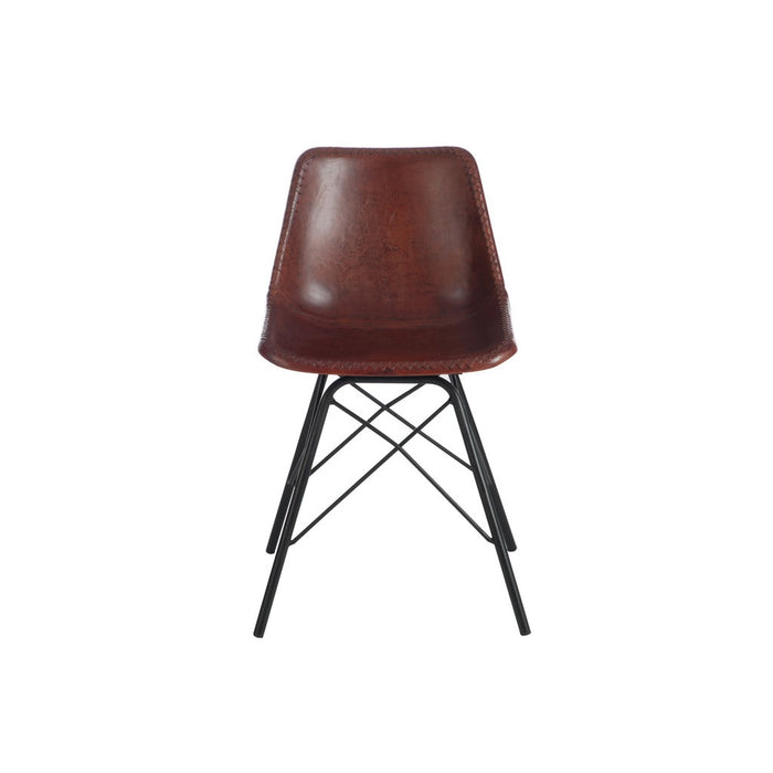 Eetkamerstoel Bruin Leer 49 cm-Eetkamerstoelen-J-Line