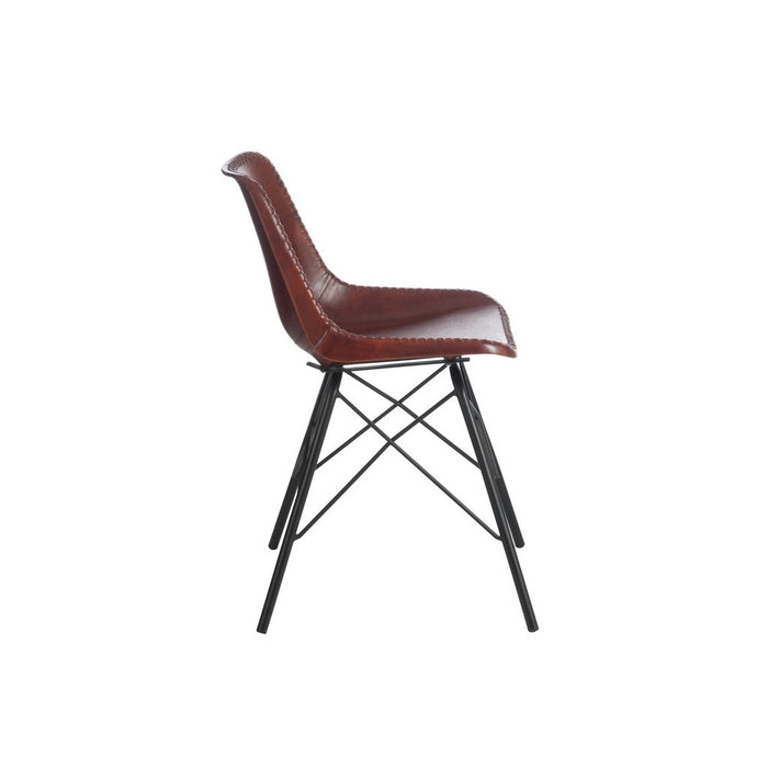 Eetkamerstoel Bruin Leer 49 cm-Eetkamerstoelen-J-Line