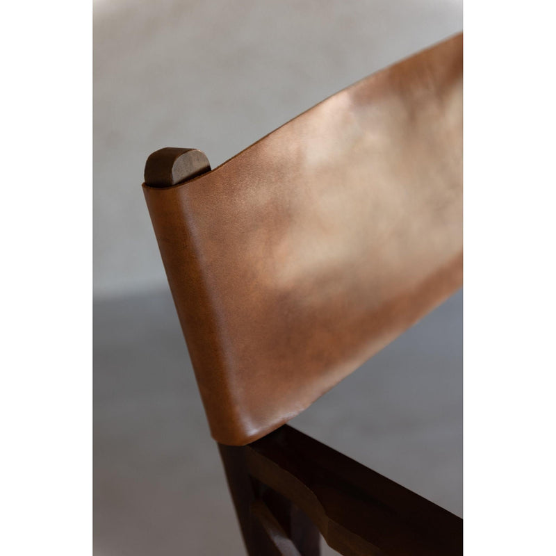 Eetkamerstoel Bruin Leer 56 cm 56x53x88 cm-Eetkamerstoelen-J-Line