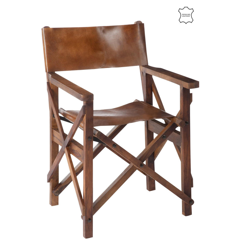 Eetkamerstoel Bruin Leer 56 cm 56x53x88 cm-Eetkamerstoelen-J-Line