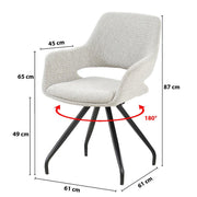 Eetkamerstoel Capp Beige Draaibaar 61 cm 61x61x88 cm-Eetkamerstoelen-Livingfurn
