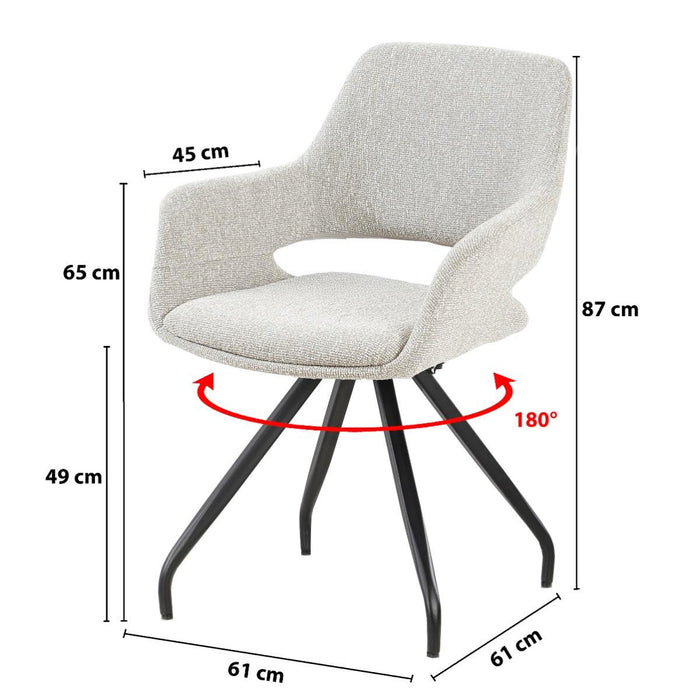 Eetkamerstoel Capp Beige Draaibaar 61 cm-Eetkamerstoelen-Livingfurn