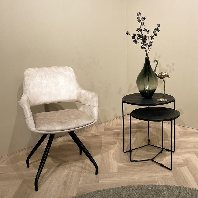Eetkamerstoel Capp Beige Fluweel Draaibaar 61 cm 61x61x88 cm-Eetkamerstoelen-Livingfurn