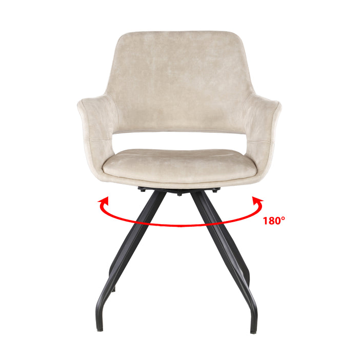 Eetkamerstoel Capp Beige Fluweel Draaibaar 61 cm 61x61x88 cm-Eetkamerstoelen-Livingfurn