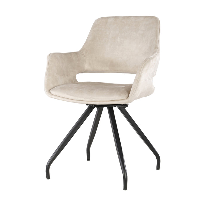 Eetkamerstoel Capp Beige Fluweel Draaibaar 61 cm-Eetkamerstoelen-Livingfurn