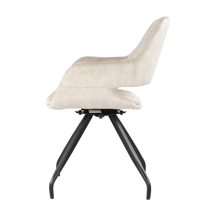Eetkamerstoel Capp Beige Fluweel Draaibaar 61 cm-Eetkamerstoelen-Livingfurn
